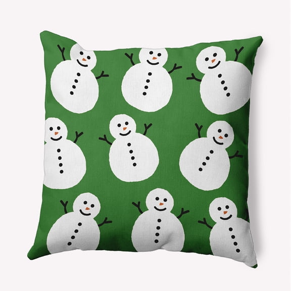 16" x 16" Simply Daisy Dancing Snowmen Polyester Accent Pillow, Leaf Green Qty 1