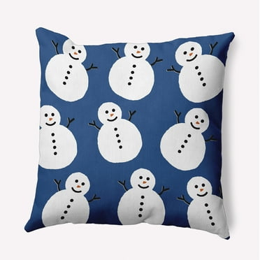 16" x 16" Simply Daisy Dancing Snowmen Polyester Indoor/Outdoor Pillow, Dark Cobalt Qty 1