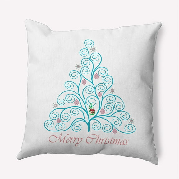 16" x 16" Simply Daisy Decorated Filigree Tree Polyester Accent Pillow, Turquoise (1 Count)
