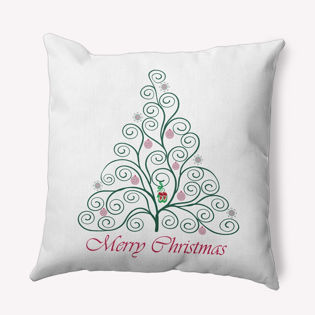 16" x 16" Simply Daisy Decorated Filigree Tree Polyester Indoor/Outdoor Pillow, Forest Green Qty 1