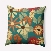 16" x 16" Simply Daisy Fall Floral Polyester Accent Pillow, Teal Qty 1