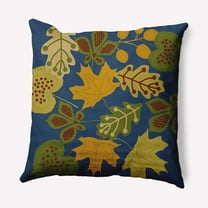 16" x 16" Simply Daisy Fall Leaves Polyester Accent Pillow, Blue Qty 1