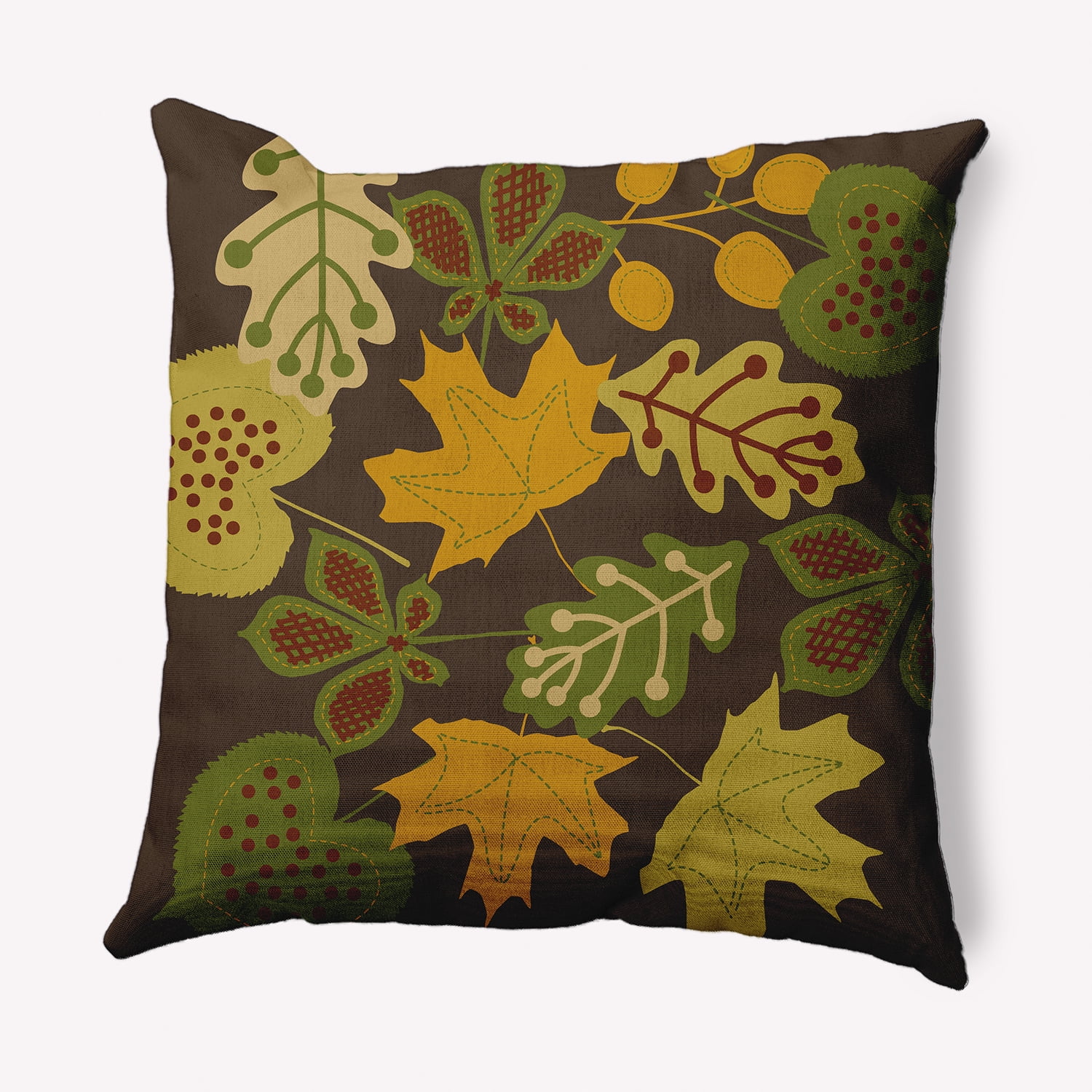 16" x 16" Simply Daisy Fall Leaves Polyester Accent Pillow, Green Qty 1