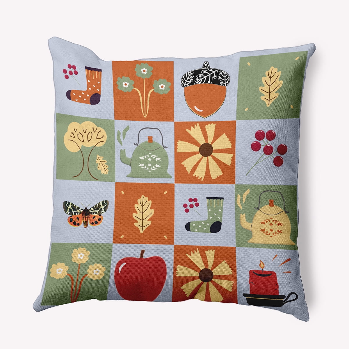 16" x 16" Simply Daisy Fall Windows Polyester Accent Pillow, Misty Blue Qty 1