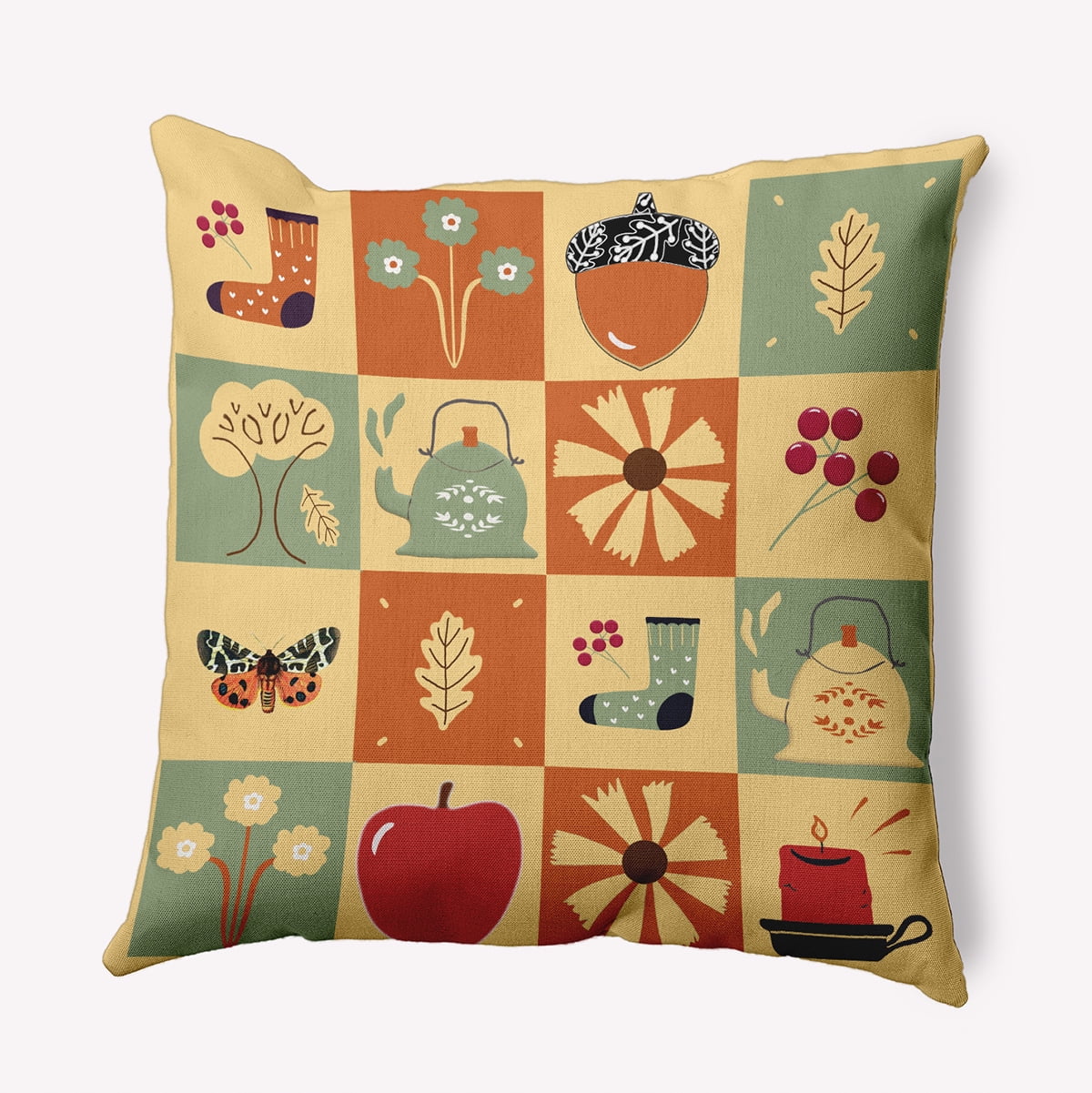16" x 16" Simply Daisy Fall Windows Polyester Indoor/Outdoor Pillow, Golden Haze Qty 1