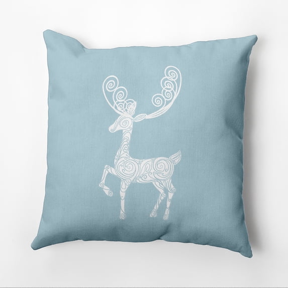 16" x 16" Simply Daisy Fancy Holiday Reindeer Polyester Accent Pillow, Blue (1 Count)