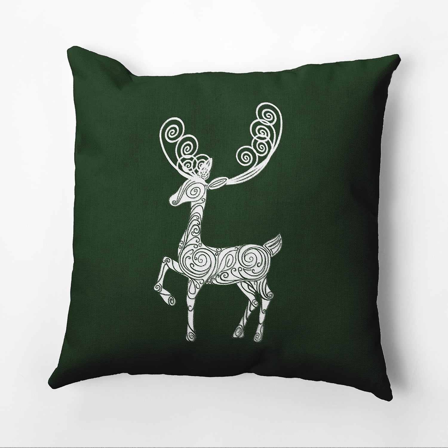 16" x 16" Simply Daisy Fancy Holiday Reindeer Polyester Accent Pillow, Green (1 Count)