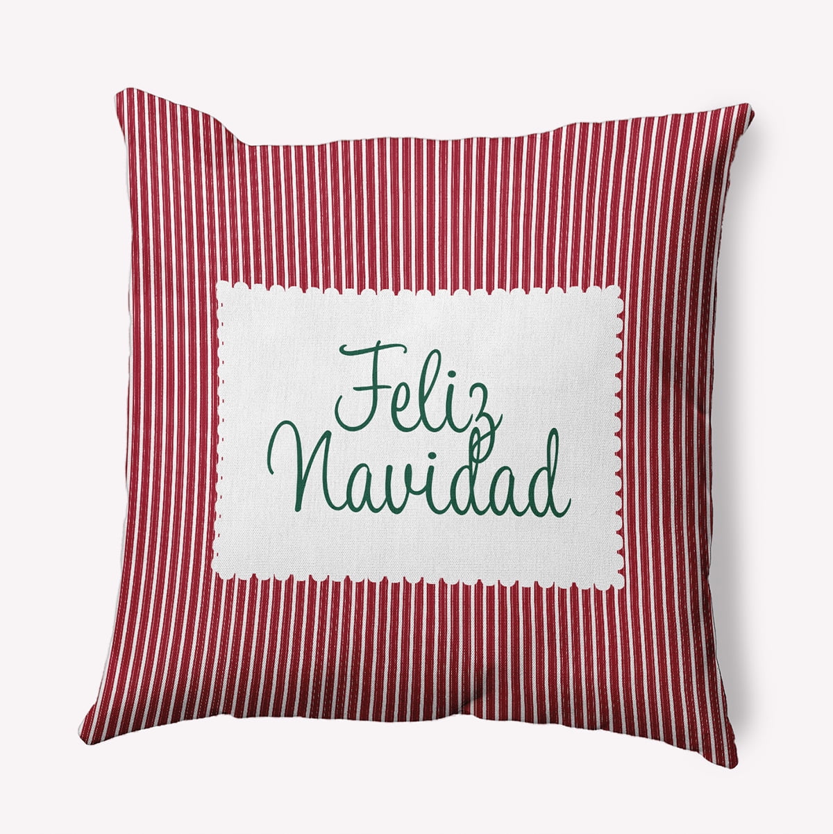 16" x 16" Simply Daisy Feliz Navidad Ticking Polyester Accent Pillow, Haute Red Qty 1