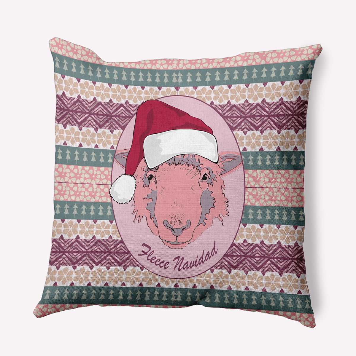 16" x 16" Simply Daisy Fleece Navidad Polyester Accent Pillow, Light Pink Qty 1