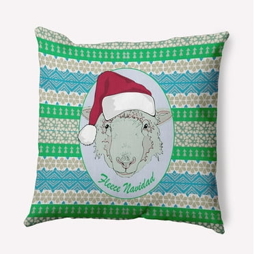 16" x 16" Simply Daisy Fleece Navidad Polyester Indoor/Outdoor Pillow, Light Blue Qty 1
