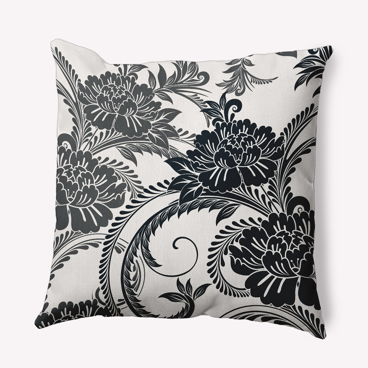 16" x 16" Simply Daisy Flower Flourish Polyester Accent Pillow, Black Qty 1