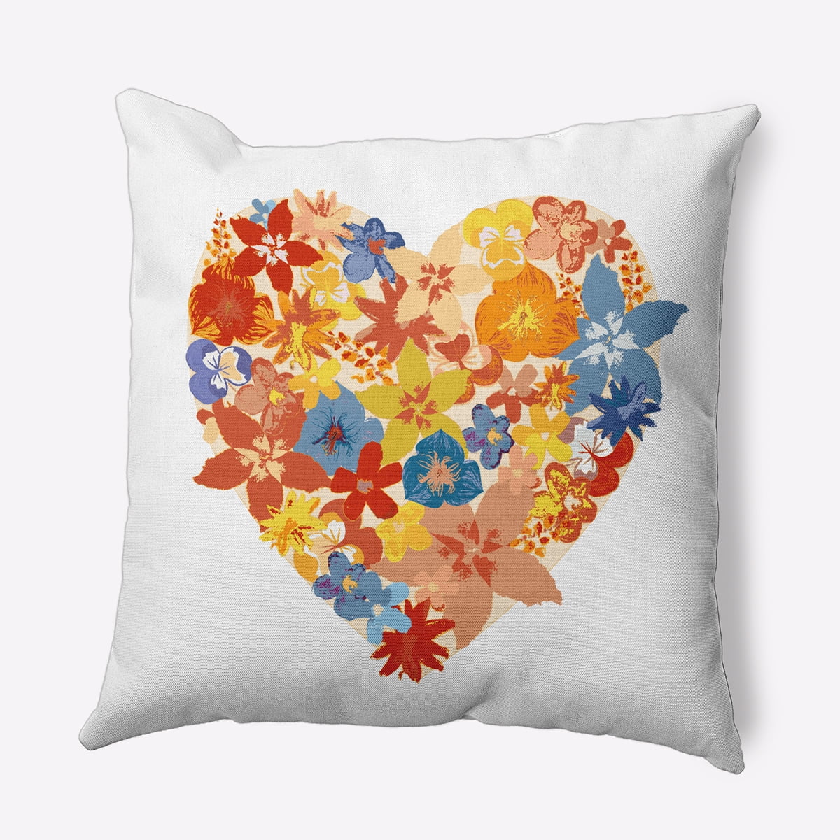 16" x 16" Simply Daisy Flowery Heart Polyester Indoor/Outdoor Pillow, Surf Board Orange Qty 1