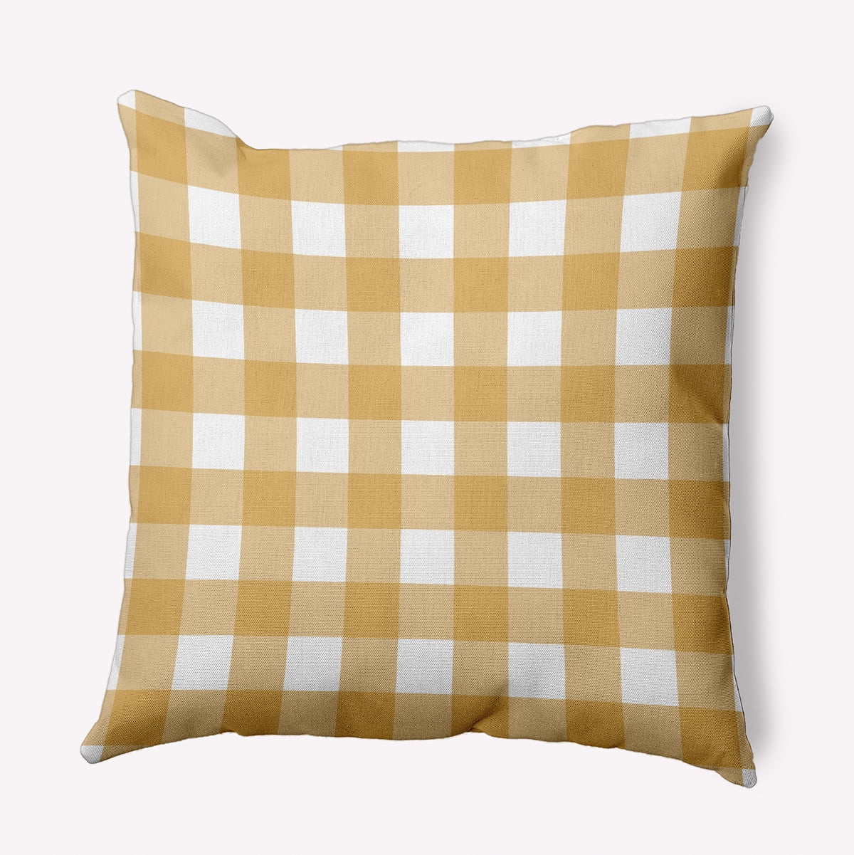 16" x 16" Simply Daisy Gingham Plaid Polyester Indoor/Outdoor Pillow, Golden Mustard Qty 1