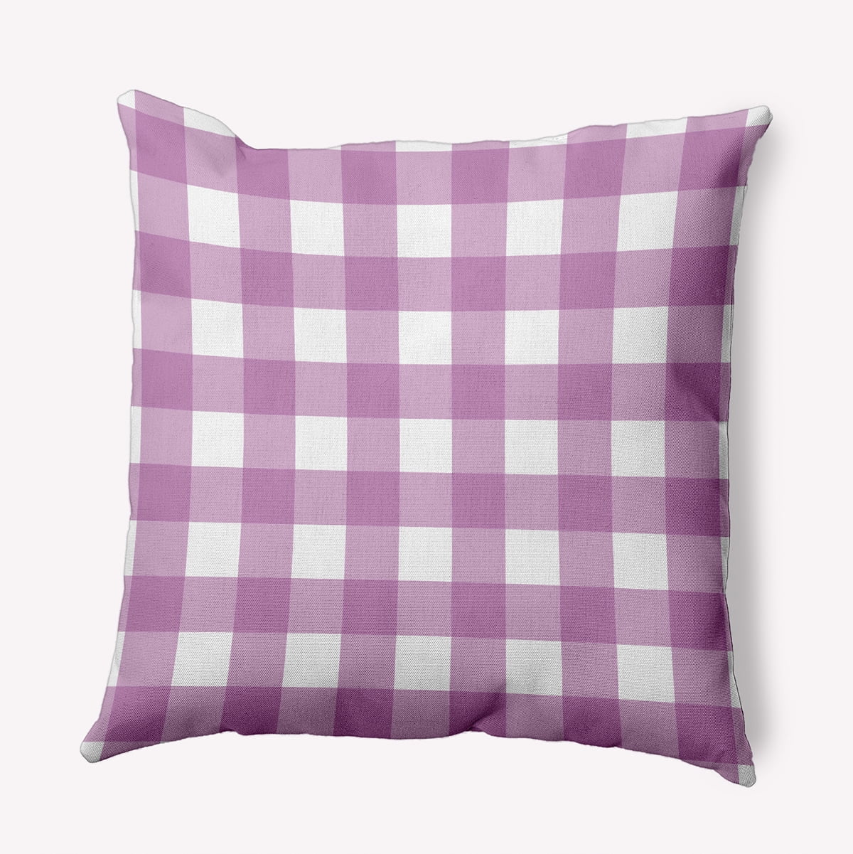 16" x 16" Simply Daisy Gingham Plaid Polyester Indoor/Outdoor Pillow, Orchid Qty 1