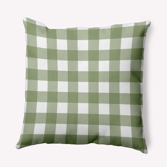 16" x 16" Simply Daisy Gingham Plaid Polyester Indoor/Outdoor Pillow, Scallion Qty 1