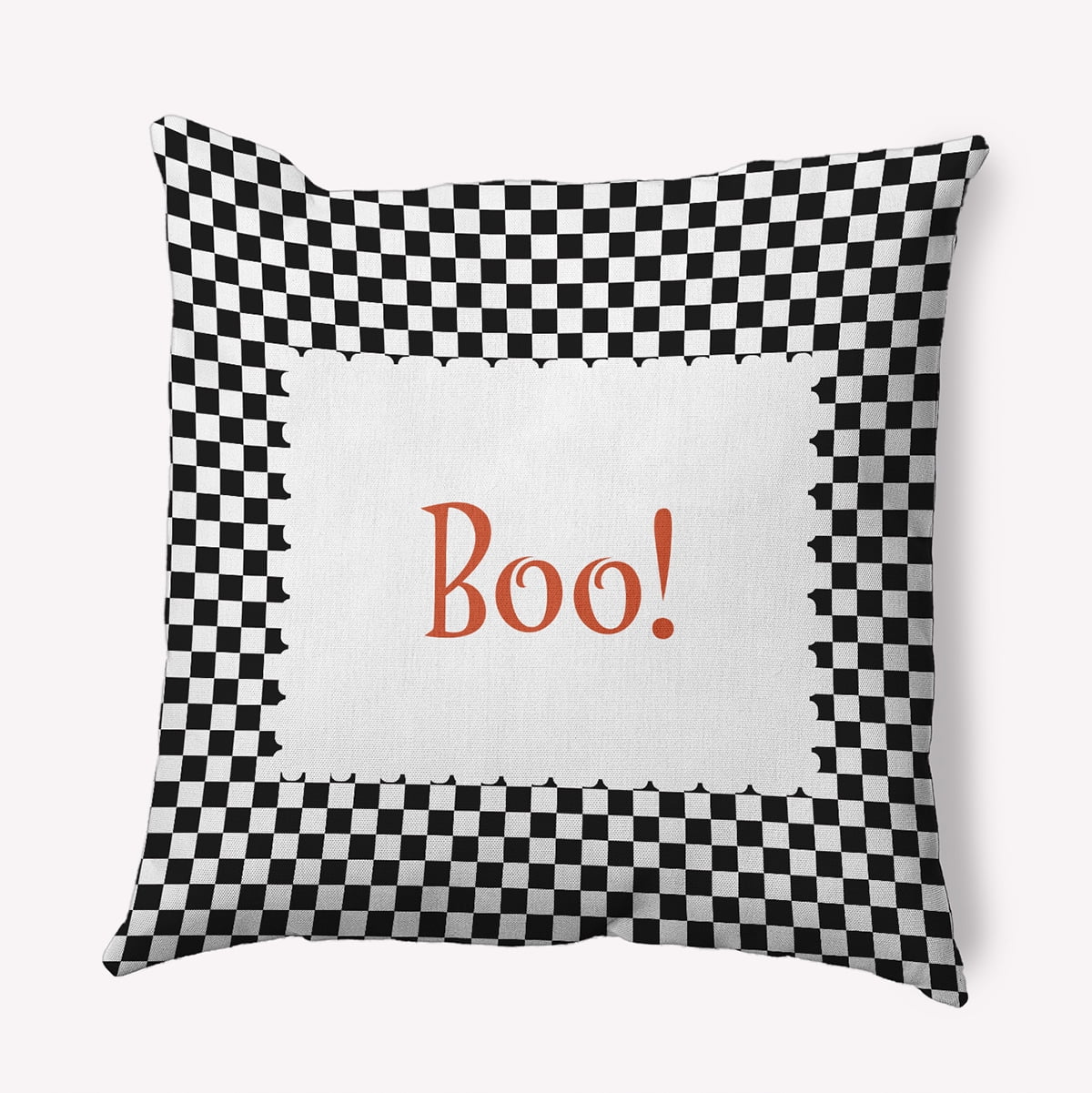 16" x 16" Simply Daisy Halloween Boo Checks Polyester Accent Pillow, Black Qty 1