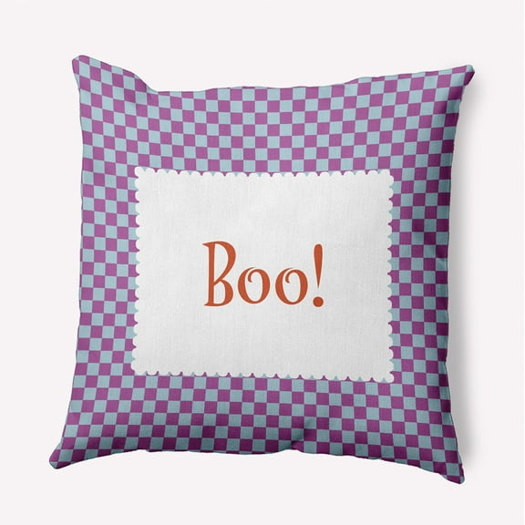 16" x 16" Simply Daisy Halloween Boo Checks Polyester Accent Pillow, Harvest Orange Qty 1