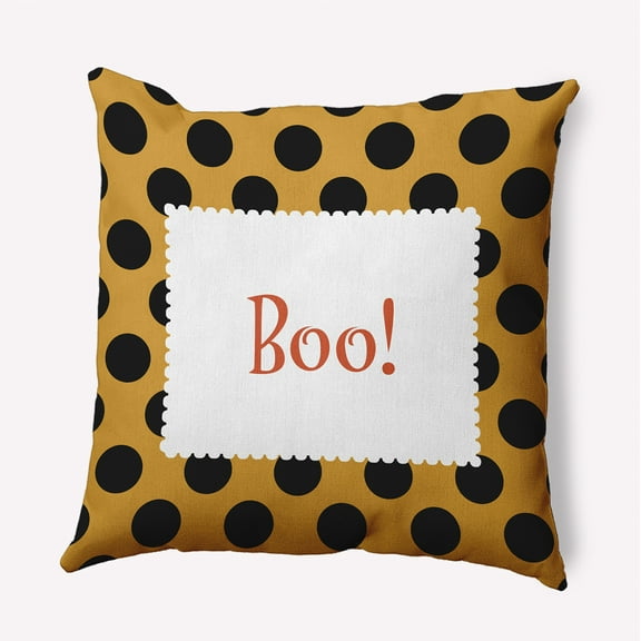 16" x 16" Simply Daisy Halloween Boo Dots Polyester Indoor/Outdoor Pillow, Golden Mustard Qty 1