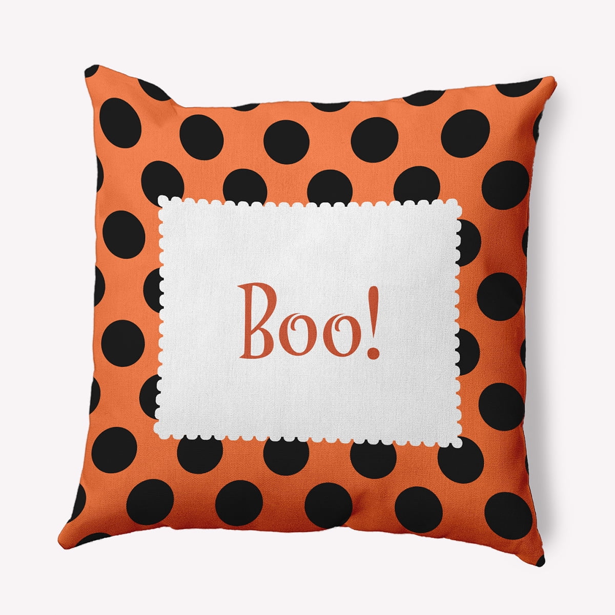 16" x 16" Simply Daisy Halloween Boo Dots Polyester Indoor/Outdoor Pillow, Traditional Orange Qty 1