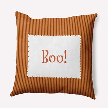 16" x 16" Simply Daisy Halloween Boo Ticking Polyester Accent Pillow, Dark Red Qty 1