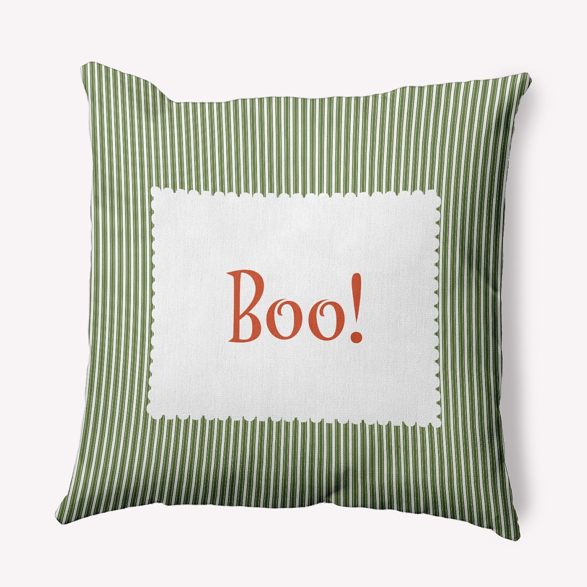 16" x 16" Simply Daisy Halloween Boo Ticking Polyester Indoor/Outdoor Pillow, Scallion Qty 1