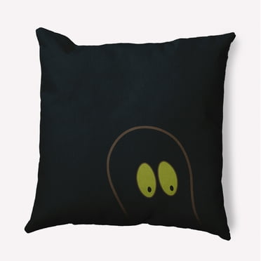 16" x 16" Simply Daisy Halloween Ghost Eyes Polyester Indoor/Outdoor Pillow, Black Qty 1