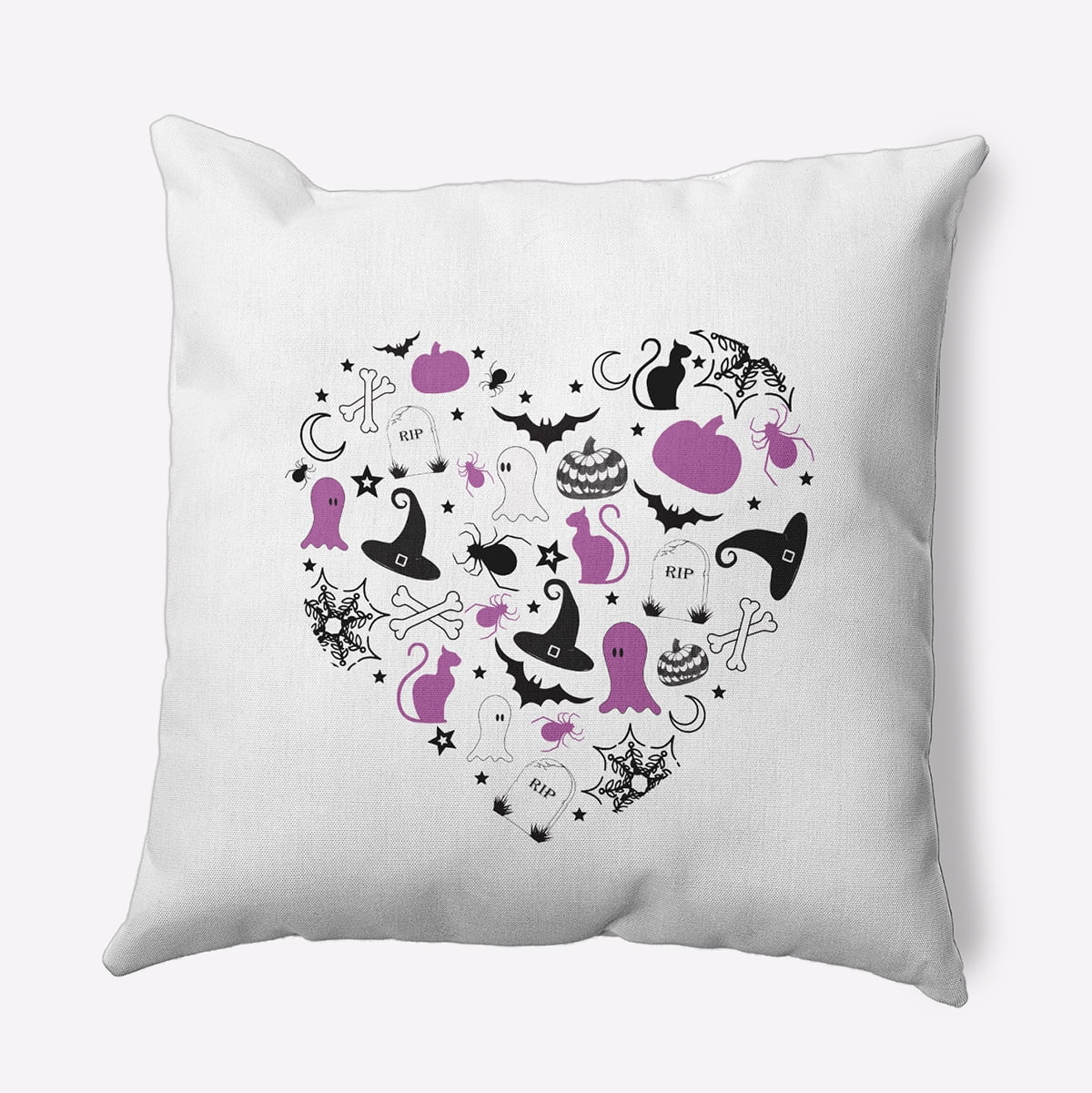 16" x 16" Simply Daisy Halloween Halloween Heart Polyester Indoor/Outdoor Pillow, Orchid Qty 1