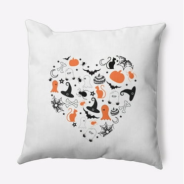 16" x 16" Simply Daisy Halloween Halloween Heart Polyester Indoor/Outdoor Pillow, Traditional Orange Qty 1