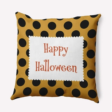 16" x 16" Simply Daisy Halloween Happy Halloween Dots Polyester Accent Pillow, Golden Mustard Qty 1