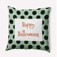 thumbnail image 1 of 16" x 16" Simply Daisy Halloween Happy Halloween Dots Polyester Indoor/Outdoor Pillow, Mint Green Qty 1, 1 of 6
