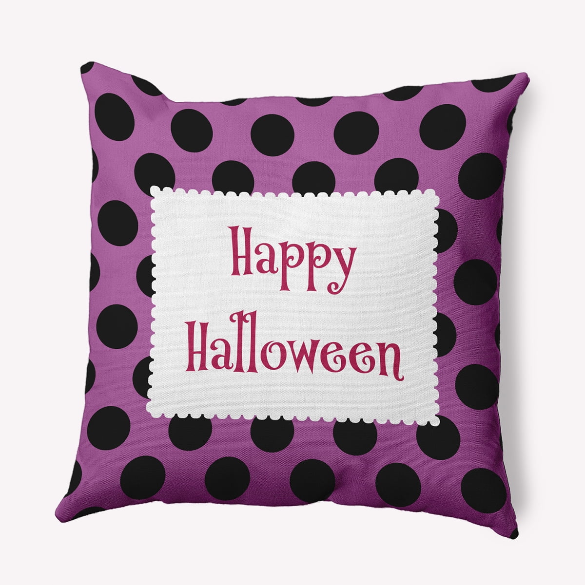 16" x 16" Simply Daisy Halloween Happy Halloween Dots Polyester Indoor/Outdoor Pillow, Orchid Qty 1