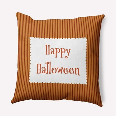 16" x 16" Simply Daisy Halloween Happy Halloween Ticking Polyester Accent Pillow, Dark Red Qty 1