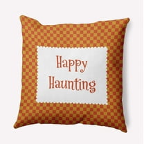 16" x 16" Simply Daisy Halloween Happy Haunting Checks Polyester Indoor/Outdoor Pillow, Rust Qty 1