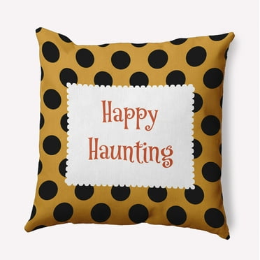 16" x 16" Simply Daisy Halloween Happy Haunting Dots Polyester Accent Pillow, Golden Mustard Qty 1