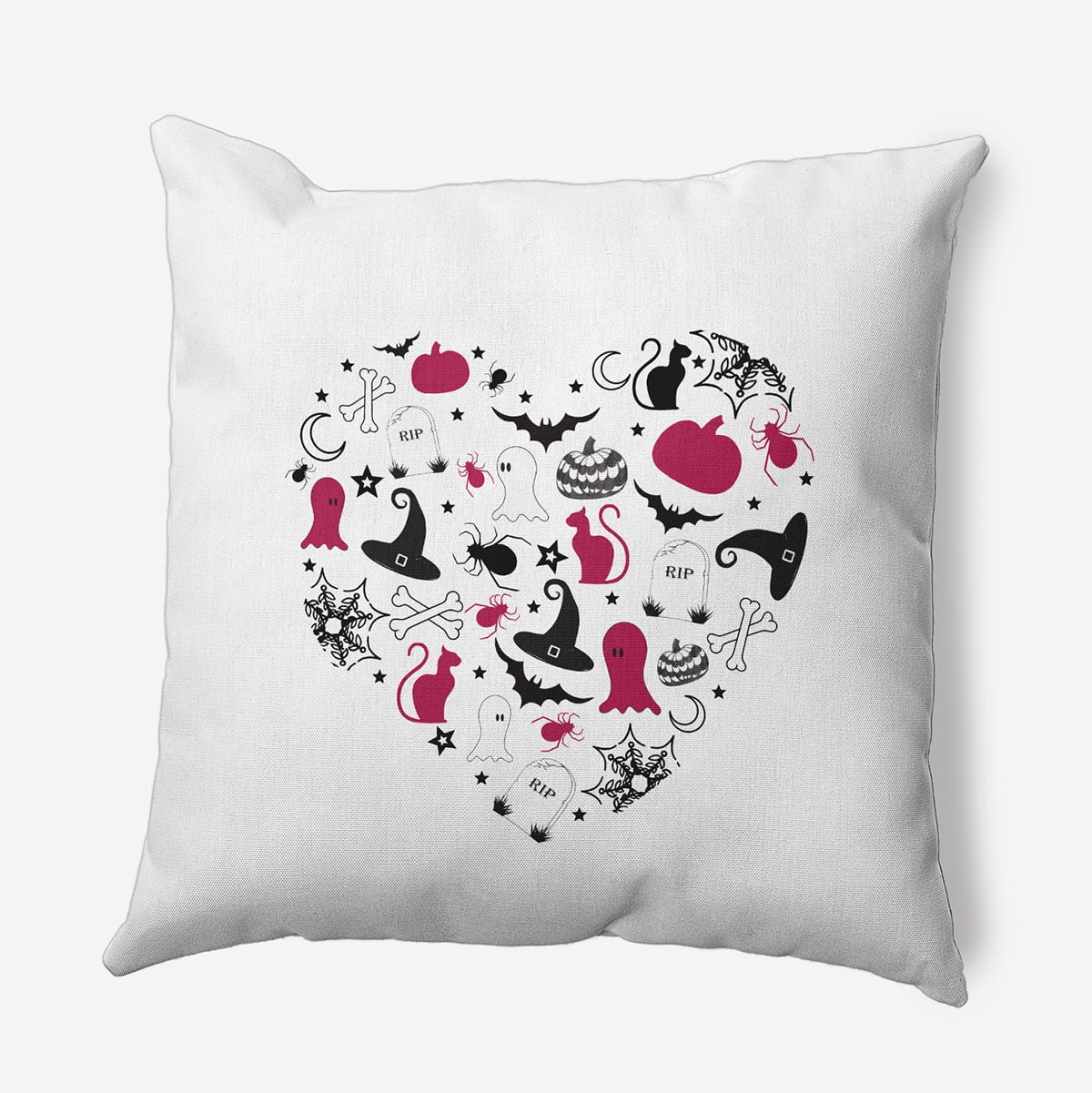 16" x 16" Simply Daisy Halloween Heart Polyester Accent Pillow, Fuschia Qty 1
