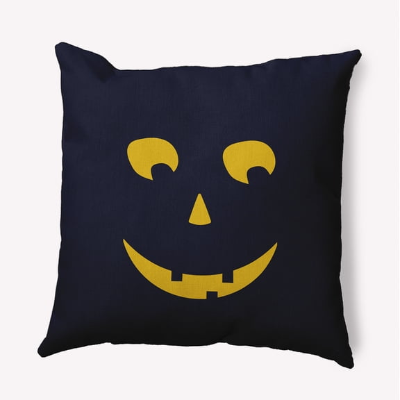 16" x 16" Simply Daisy Halloween Jack-o-Lantern-Left Polyester Accent Pillow, Navy Qty 1 for All Ages