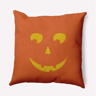 16" x 16" Simply Daisy Halloween JackoLanternLeft Polyester Indoor/Outdoor Pillow, Nutmeg Qty 1