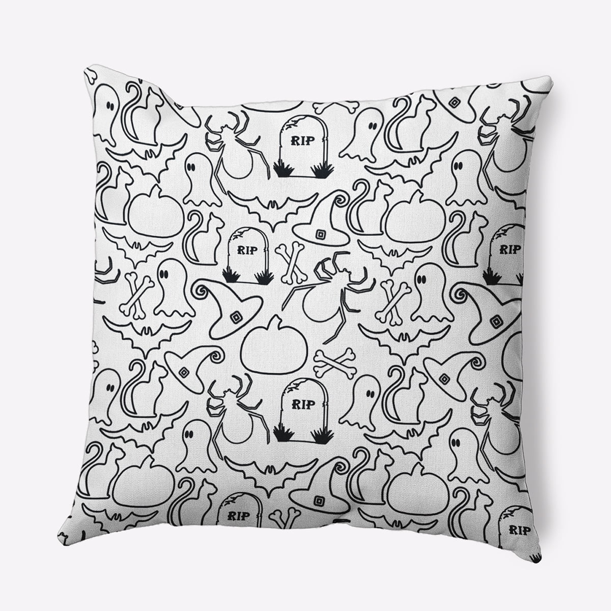 16" x 16" Simply Daisy Halloween Outlines Polyester Accent Pillow, White Qty 1