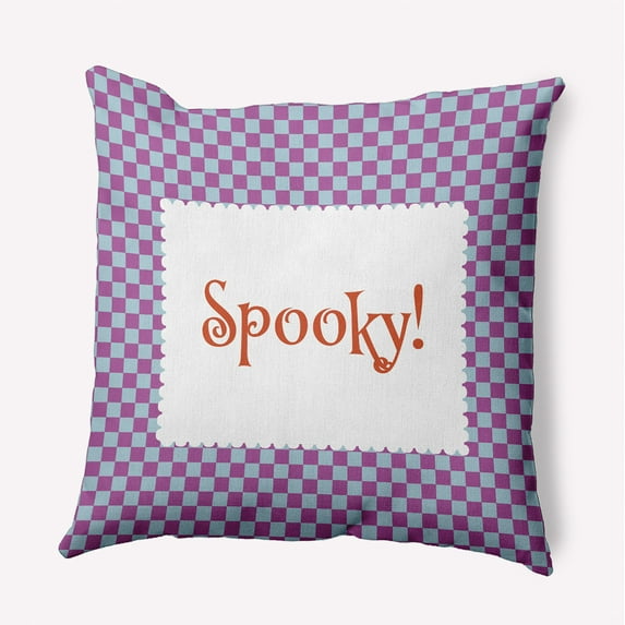 16" x 16" Simply Daisy Halloween Spooky Checks Polyester Accent Pillow, Orchid Qty 1