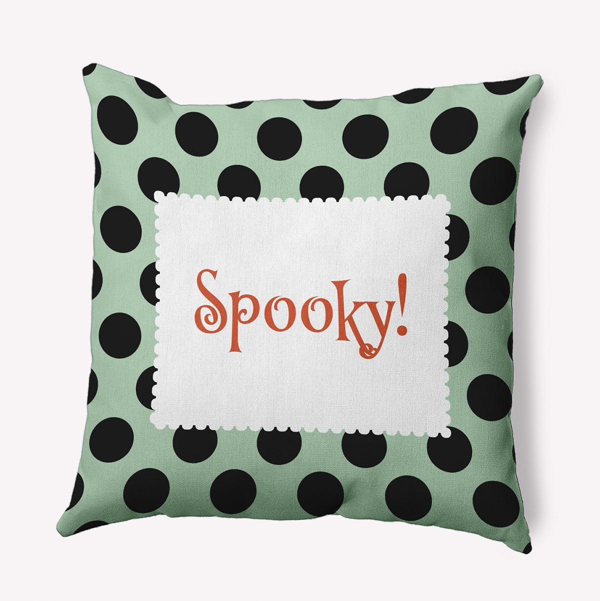 16" x 16" Simply Daisy Halloween Spooky Dots Polyester Indoor/Outdoor Pillow, Mint Green Qty 1