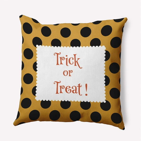 16" x 16" Simply Daisy Halloween Trick or Treat Dots Polyester Accent Pillow, Golden Mustard Qty 1