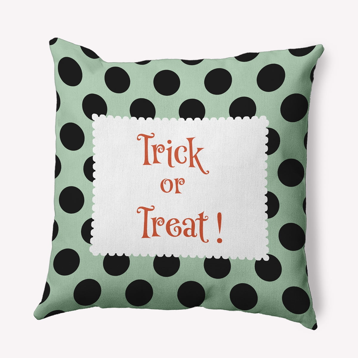 16" x 16" Simply Daisy Halloween Trick or Treat Dots Polyester Indoor/Outdoor Pillow, Mint Green Qty 1