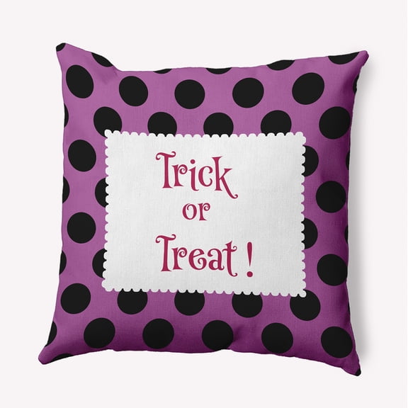 16" x 16" Simply Daisy Halloween Trick or Treat Dots Polyester Indoor/Outdoor Pillow, Orchid Qty 1