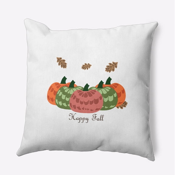 16" x 16" Simply Daisy Happy Fall Pumpkins Polyester Accent Pillow, Coral Qty 1