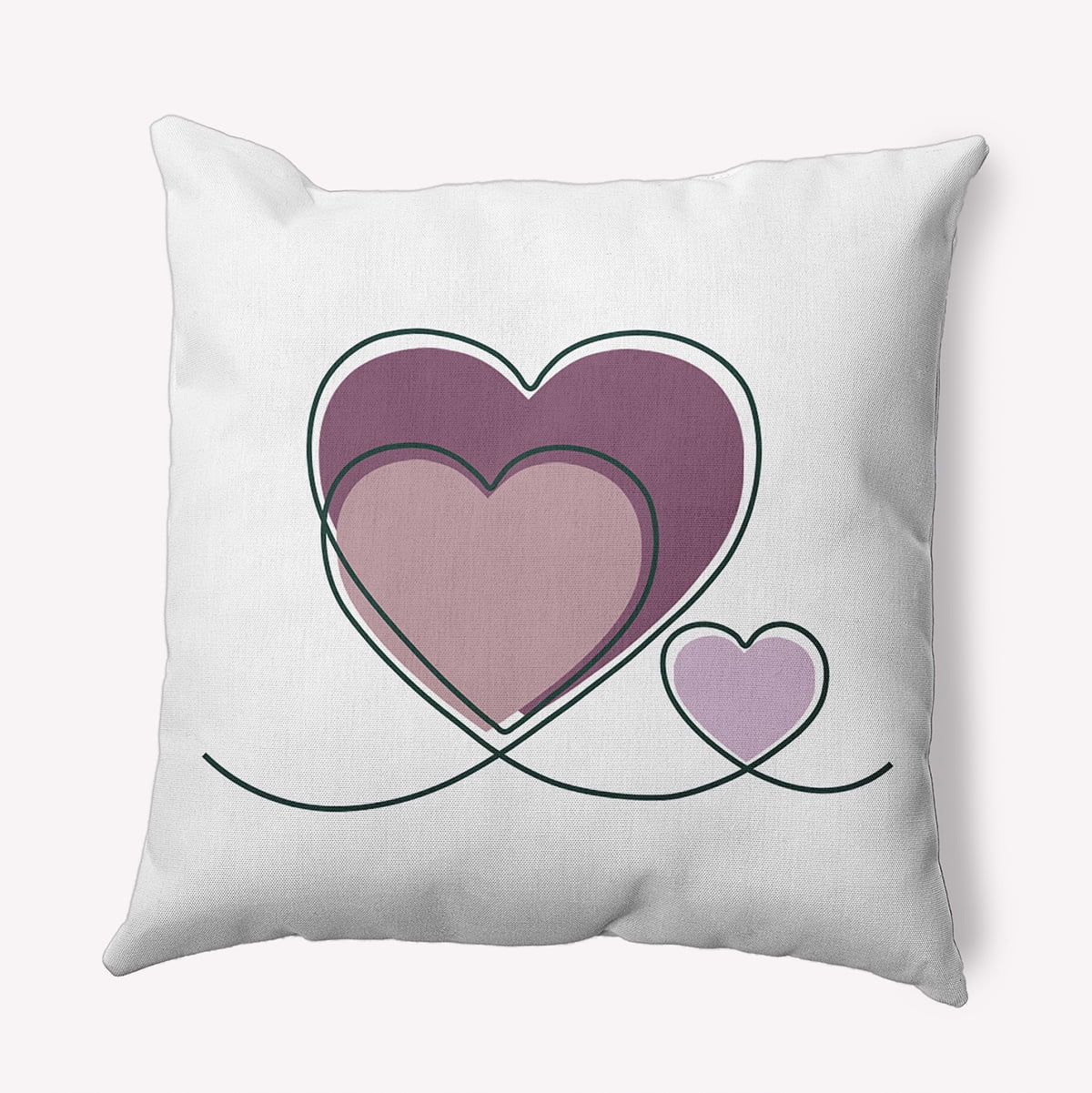 16" x 16" Simply Daisy Hearts With Outlines Polyester Indoor/Outdoor Pillow, Romantic Purple Qty 1