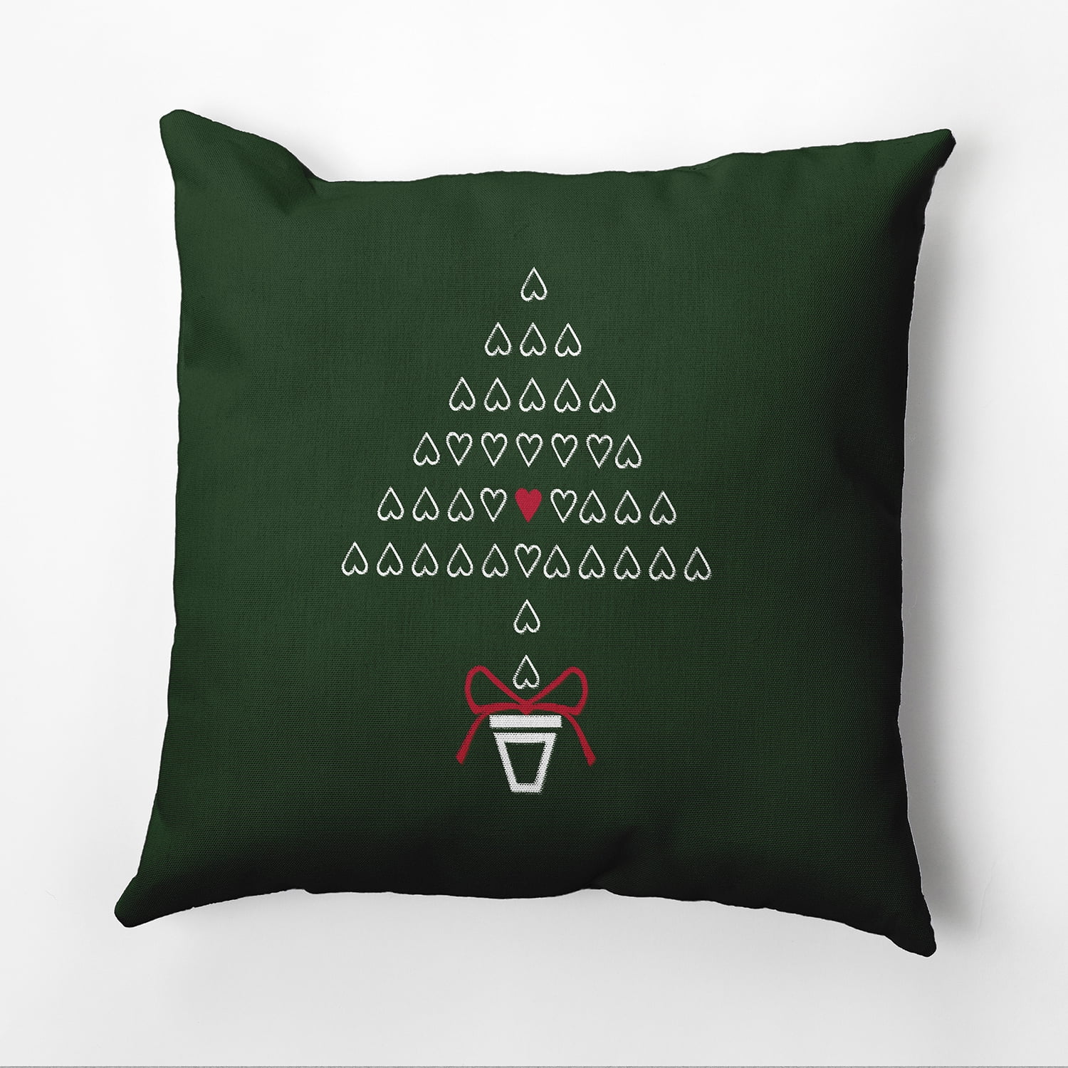 16" x 16" Simply Daisy Hearty Holidays Christmas Polyester Accent Pillow, Dark Green (1 Count)