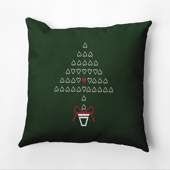 16" x 16" Simply Daisy Hearty Holidays Christmas Polyester Accent Pillow, Dark Green (1 Count)
