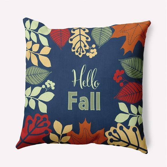 16" x 16" Simply Daisy Hello Fall Polyester Accent Pillow, Navy Qty 1