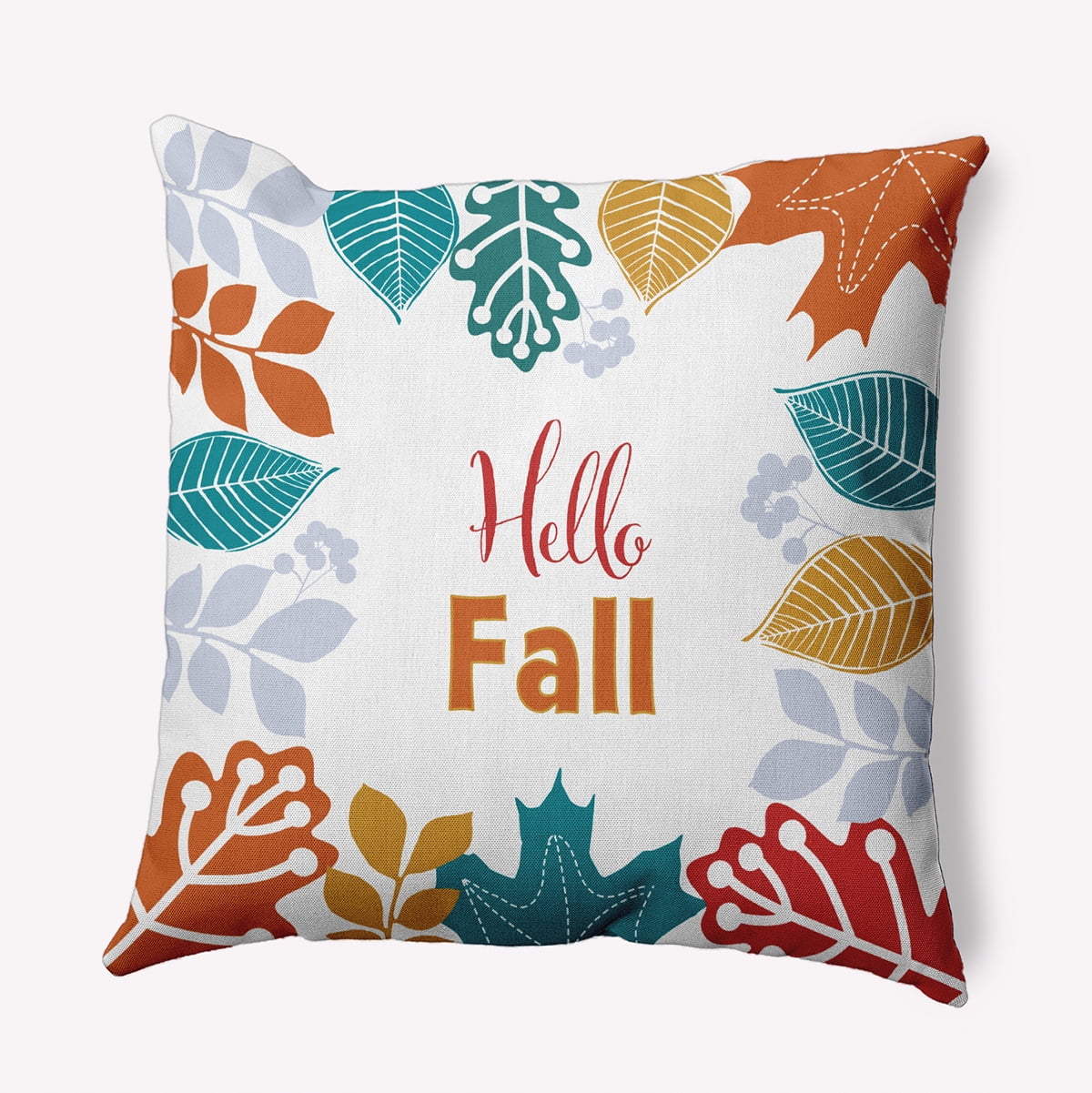 16" x 16" Simply Daisy Hello Fall Polyester Indoor/Outdoor Pillow, White Qty 1