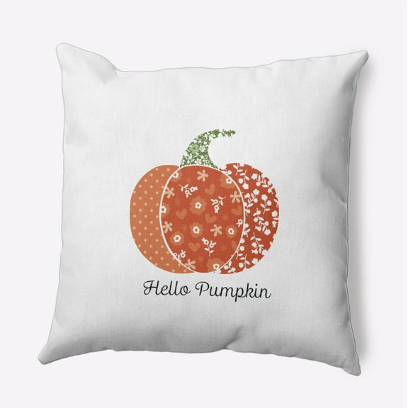 16" x 16" Simply Daisy Hello Pumpkin Polyester Accent Pillow, Harvest Orange Qty 1
